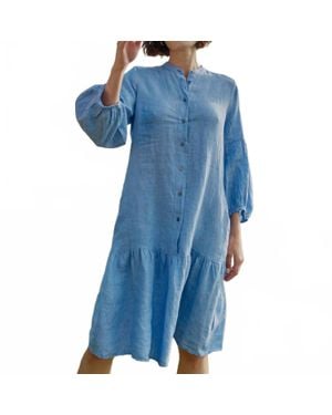 0039 Italy Mila Linen Dress - Blue