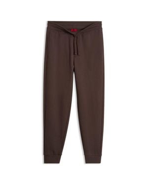 HUGO Cotton Casual Pants With Elasticized Cuffs - Brown