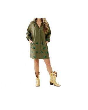 Caryn Lawn Celia Sparkle Mini Dress - Green