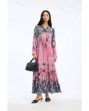 Munthe Bernadette Floral Ecovero Silk Dress - Red