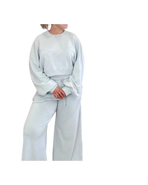 LABIZ Fashion Matching Rib Pants And Top Set - Blue