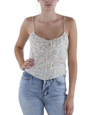Sage the Label Floral Tie Front Cropped Blouse - Blue