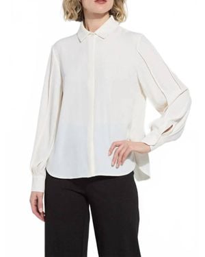 Lyssé Ivette Pleated Balloon Sleeve Blouse - White