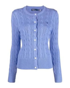 Polo Ralph Lauren Cable Knit Sweater With Button-Down Front - Blue