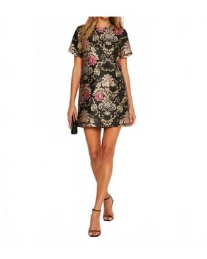 Hermoza Joyce Floral Jacquard Embroidered Shift Mini Dress - Black
