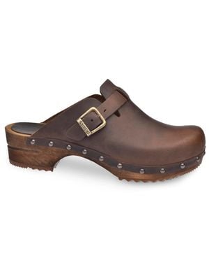 Sanita Kristel Clogs -9 Antique Wood Studded Shoes Zap1117 - Brown
