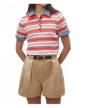 Suncoo Paillis Knit Stripe Short Sleeve Polo - Multicolor