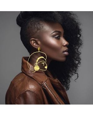 Laka Luka African Oversized Statement Earrings - Metallic