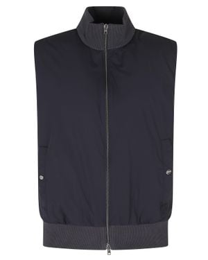 Herno Ribbed Full-Zip Cotton Vest - Blue