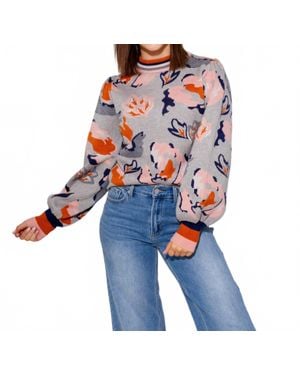 Thml Abstract Floral Knit Sweater - Blue