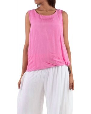 Gigi Moda Paola Scoop Neck Silk Tank Top - Pink