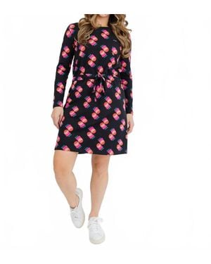 Mata Traders Abby Long Sleeve Dress Memphis Shapes - Red