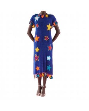 Celiab Kairo Openwork Crochet Dress - Blue