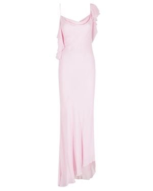 Self-Portrait Georgette Frill Flounce Viscose Maxi Dress - Pink