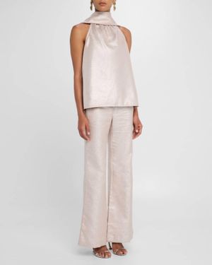 Toccin Hattie Sleeveless Tie Neck Top - White