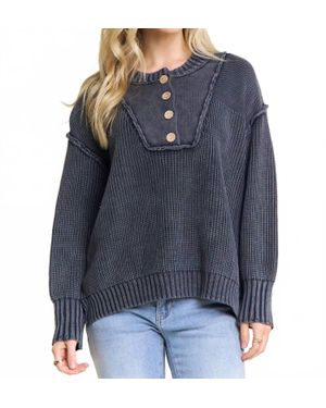 Eesome Midnight Textured Sweater - Blue