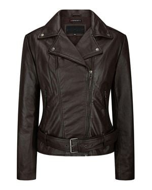 TruClothing Real Leather Slim Fit Biker Jacket - Black