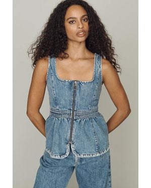 seventy + mochi Sasha Peplum Top - Blue
