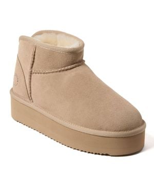 Dearfoams Fireside By Kingston Genuine Shearling Platform Bootie - Natural