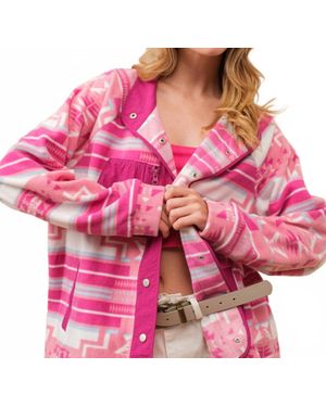 Blue B Aztec Fleece Print Outdoor Jacket - Pink