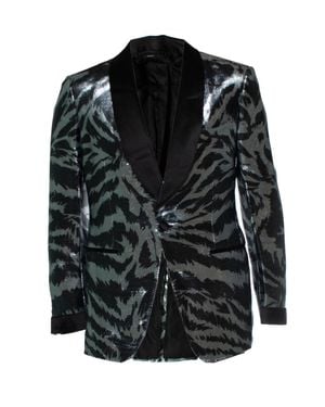 Tom Ford Atticus Zebra Metallic Tuxedo Jacket - Black