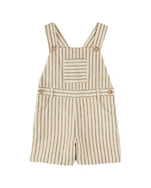 Pepa London Holland Striped Pocket Front Dungaree - Natural