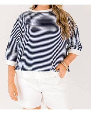 Zenana Taylor Stripe Shirt - Blue