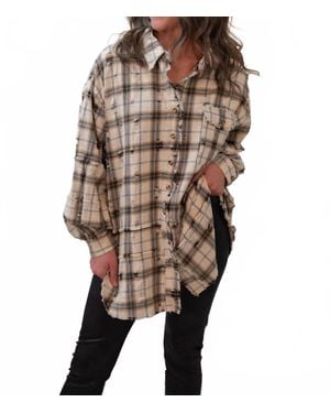 Easel Barrymore Plaid Top - Brown