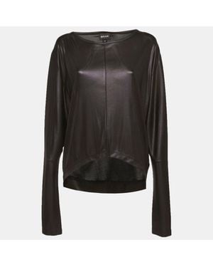 Just Cavalli Coated Jersey Long Sleeve Blouse - Black
