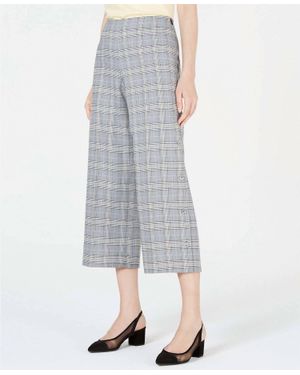 BarIII Plaid Wide Leg Pants - Gray