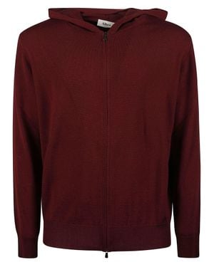 Altea Minimalist Full-Zip Hooded Virgin Wool Sweater - Red