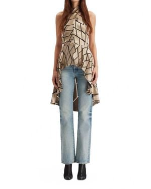 Theo the Label Theia Retro Burnout Hi Low Halter Top - Blue