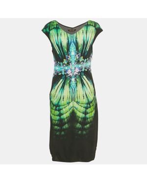 Roberto Cavalli Printed Jersey Midi Dress - Green