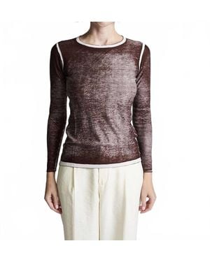 Kokun Fitted Crewneck Bamboo Sweater - Brown