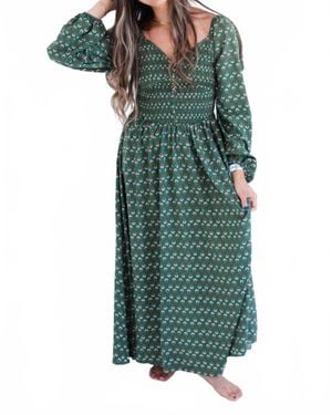 Wildflower Long Sleeve Floral Maxi Dress - Green