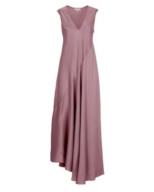 Antonelli Silk Blend Dress With Flared Hem And Asymmetrical Seam - Purple