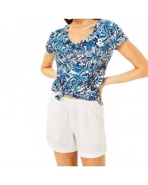Lilly Pulitzer Meredith V Neck Tee - Blue
