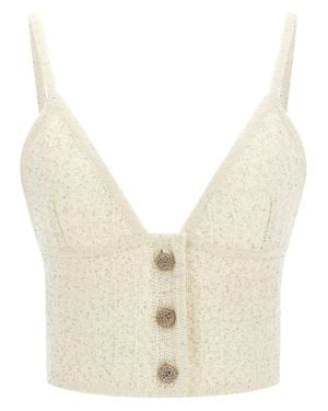 Alessandra Rich Polyester Tank Tops - Natural
