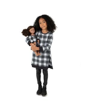 Leveret Matching Girl and Doll Plaid Dress - Black