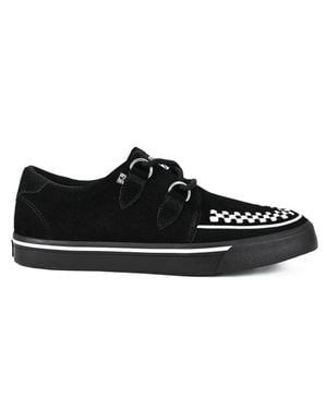 T.U.K. Pointed Creeper Sneaker Suede Platform Shoes - Black