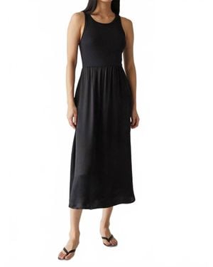 Michael Stars Bridgette Mixed Fabric Midi Dress - Black