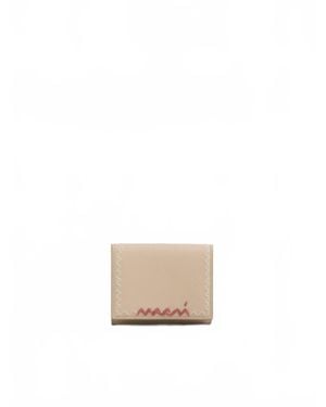 Marni Tumbled Leather Folded Wallet - White