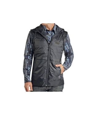 Rock & Roll Denim Poly Fill Hooded Vest - Black