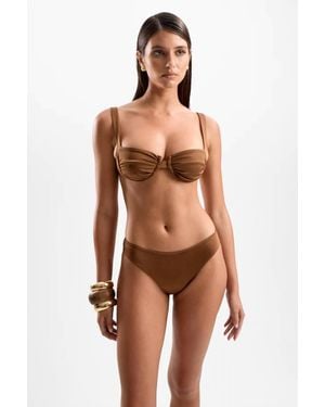 Cin Cin Ariel Ruched Bikini Bra - Brown
