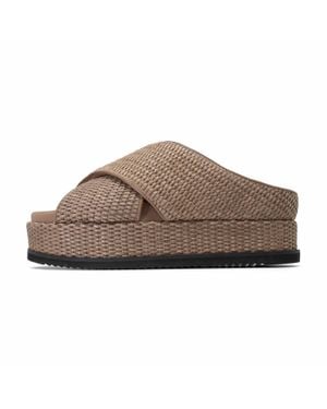 Roam Cross Stack Raffia Sandals - Brown