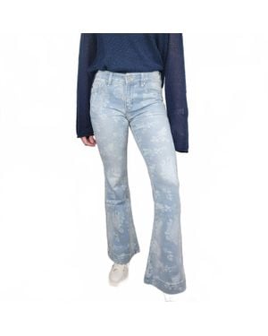 Kancan Rosa Floral Print Flares Jean - Blue