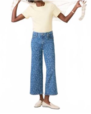 GOOD AMERICAN Good Waist Cropped Palazzo Jeans - Blue