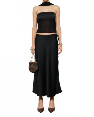 Loucia Calliope Strapless Scarf Top - Black