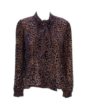 Irie Animal Print Ruffled Blouse - Brown