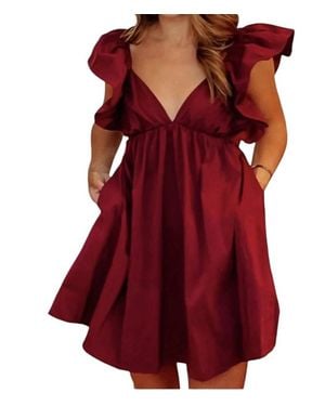 Day + Moon Izzie Babydoll Mini Dress - Red
